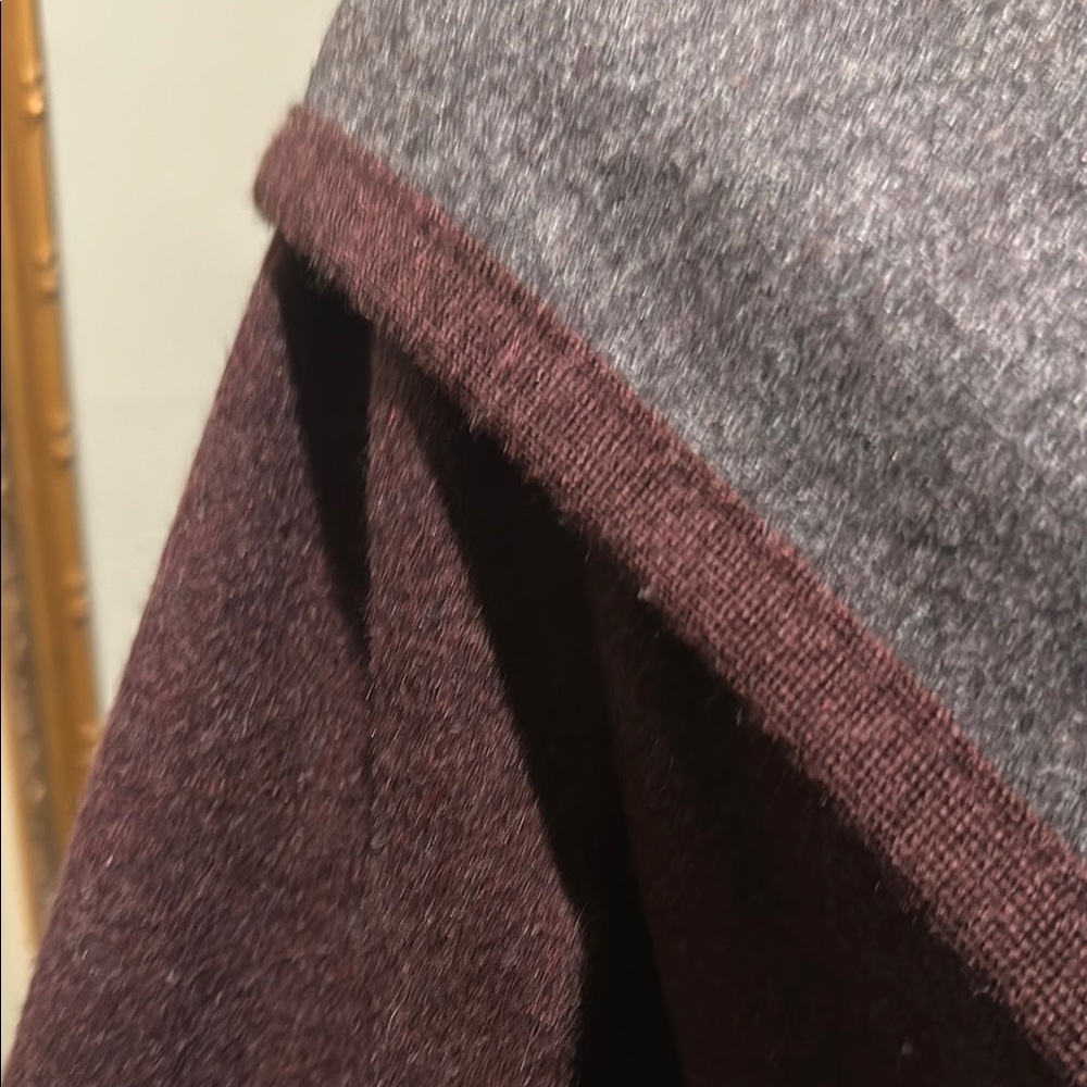 Chic Plum with Gray contrast Wrap Coat - Picture 4 of 9